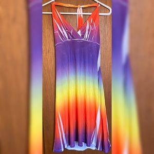 Rainbow Tie-Dye Halter Dress